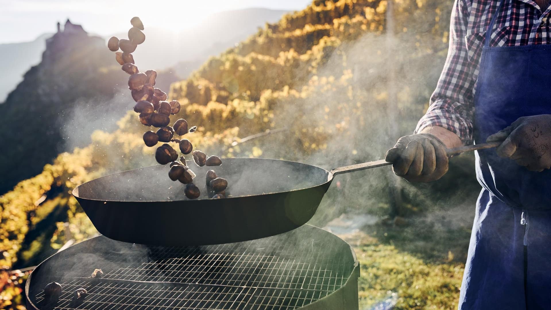 Kastanien braten im Weingarten ©IDM Südtirol-Alto Adige/Manuel Ferrigato